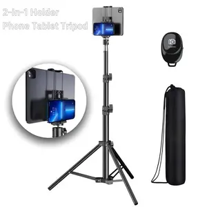 360° Rotatable 170cm Floor Mount Tripod Stand Holder Bracket + Remote Bag Kit, 67" Adjustable, Universal for 5-11.8" Tablet iPad Phone iPhone Samsung