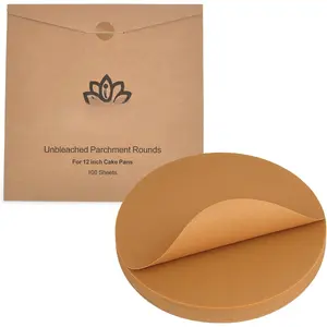 12 Inch  Paper Rounds (100 Sheets) - Unbleached, Pre-cut, High Heat, Round Liners - Fits 12 inch Round Cake Pans, Pizza Pans, and Air Fryer