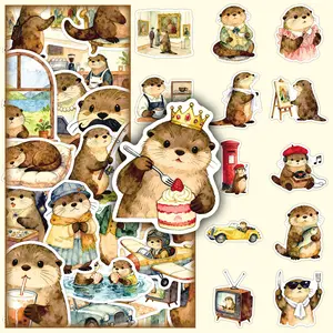 50 Cartoon Otter Cute Animal Personality Creative Decorative DIY Scrapbook Phone Case Storage Box Stickers