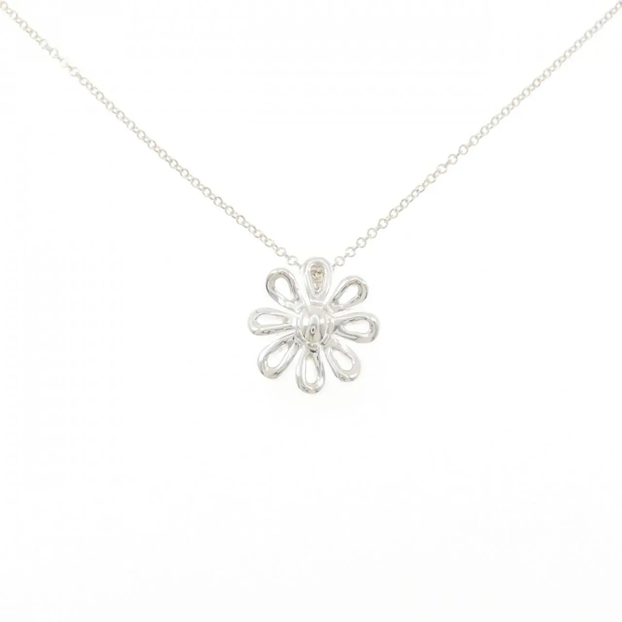 Pre-owned Tiffany & Co. Sterling Silver 925 (Ag925) Small Leather Goods Tiffany Daisy 925 Silver Necklace