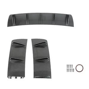 31" Universal ABS Carbon Fiber Rear Bumper Lip Diffuser Car Rear Bumper Chassis Black Spoiler Shark Fin Wing Fit Most Vehicle