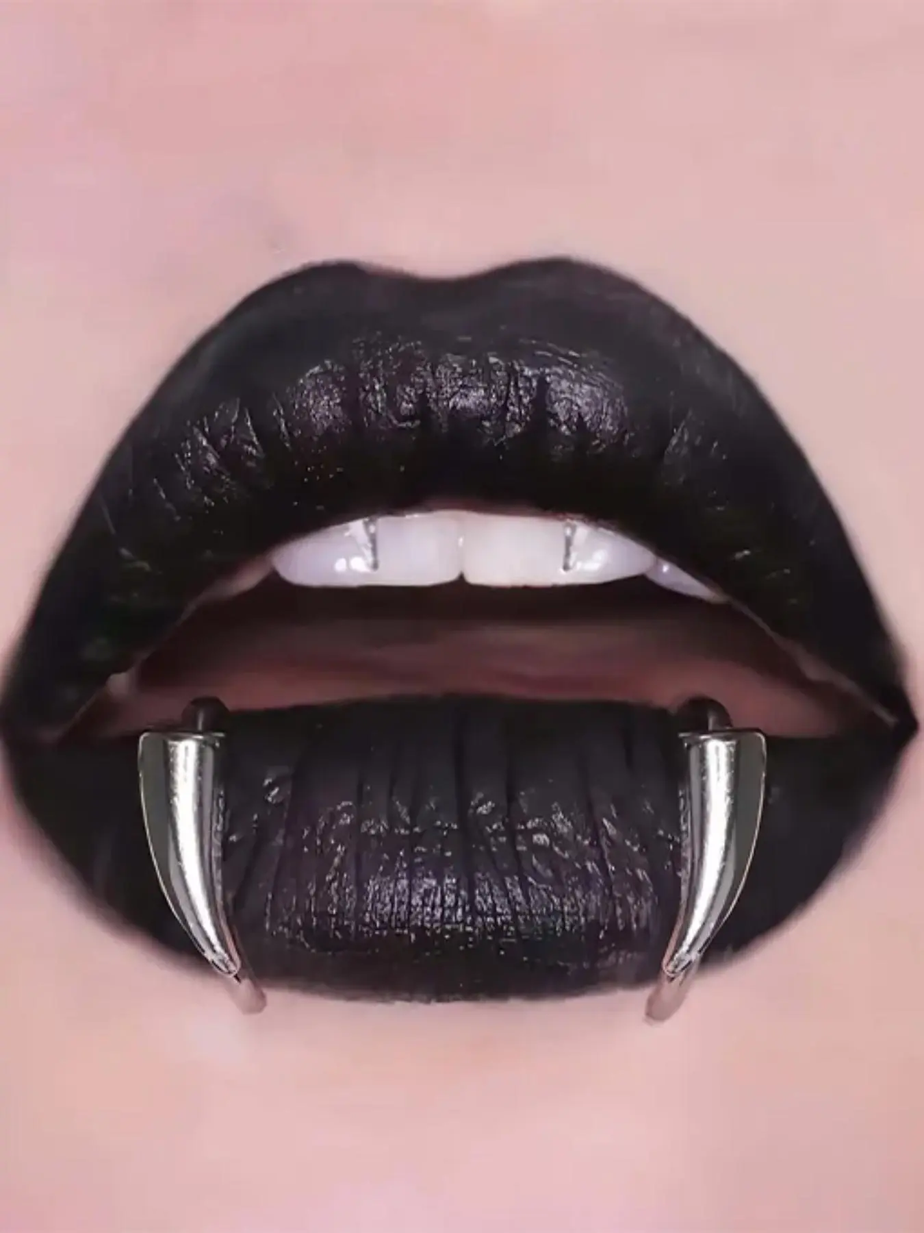 Vampire Fangs Fake Teeth, Unisex Stainless Steel Lip Ring, Vertical Labret Jewelry, Punk Style Body Jewelry Accessory for Party, Daily Clothing Decor, Trendy All-match & Exquisite Jewelry for Gift