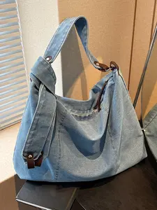 Personalized denim shoulder bag, simple all-match tote messenger bag, crossbody messenger bag, Casual messenger bags, casual daily commuting shopping bag, Daily Commuter Bag, multiple colors optional, suitable for daily travel