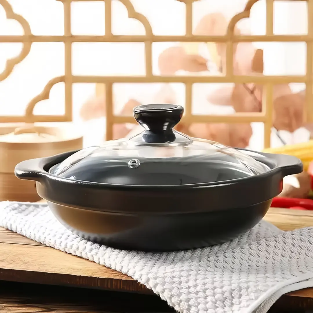 Rice Cooker Pot with Glass Lid, Korean Style Stone Bowl, Traditional Asian Restaurant Grade Clay Pot, Ideal for Cooking Delicacies, Ramen Pot, Kitchen Pots, Durable Cookware