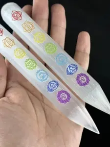 1pc 14-15cm/5.5-5.9inch Selenite Natural Crystal Wand - Single-pointed stick, plaster stick, seven patterns, seven colors, Desktop decoration, home decoration, festival gifts, Unique Crystals