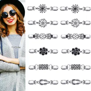 A Set of 12/6 Pcs Sweater Clips for Cardigans Collar Clip to Tighten Dress Vintage Dress Cinch Clip Shawl Clips for Women Clothing Halloween Christmas Party Gifts Hand Tools Kits