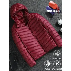 Men's Casual Fashion Waterproof Windproof Warm Basic Hooded Down Jacket,versatile,durable,wrinkle-resistant lightweight outdoor sports jacket.Perfect for daily commuting,wilderness adventures,hiking,and fishing.Suitable for layering or wearing alone.