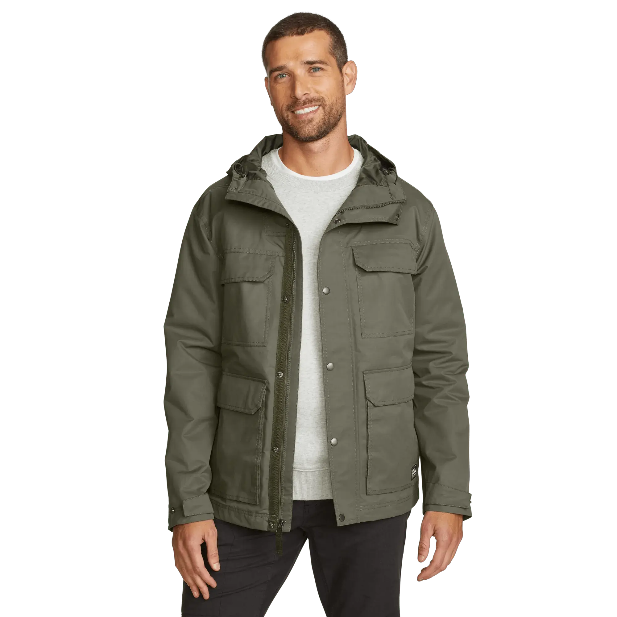 Eddie Bauer Men’s Friday Harbor Rain Jacket  DWR Finish Chest Pocket