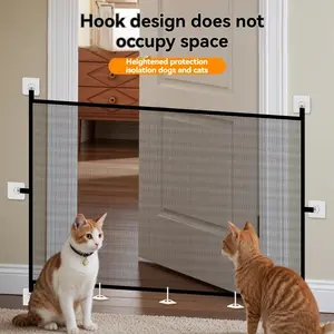 Foldable Pet Safety Gate for Dogs, Cats, Kittens & Kitty, No Drilling Installation, Adjustable Height, Durable Mesh Barrier, Portable Design, Ideal for Home Stairs, Apartment