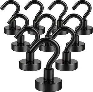 Magnetic Hooks, 30Lbs Facilitate Hook Neodymium Magnet Hooks with Nickel Coating for Cruise，Kitchen, Home, Workplace, Office and Garage etc, 10 Packs (Black)