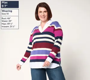 Attitudes by Renee Striped Sweater Twofer
