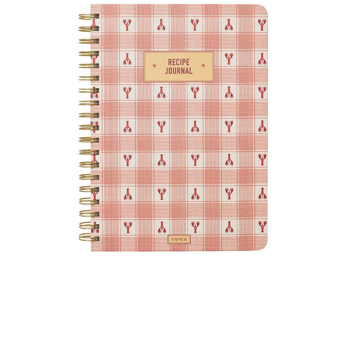Papier Lobster Gingham Spiral Recipe Journal