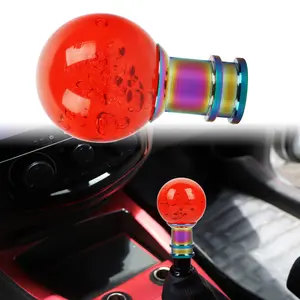 Brand New Universal JDM Round Ball Crystal Red Bubble Manual Car Racing Gear Shift Knob Shiter M8 M10 M12