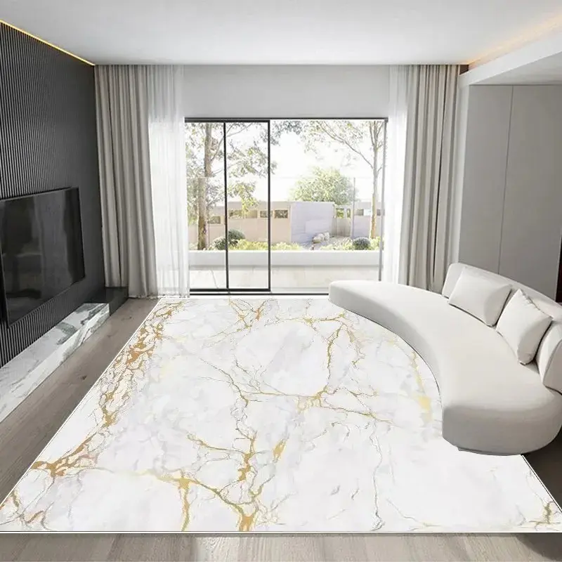 Luxury White Gold Marble Flannel Area Rug - Decorative Rugs Realistic Golden Vein Print Soft Mat for Living Room, Non-Slip Modern Home Decor #GoldMarbleRug #LuxuryWhiteMat #ModernHomeDecor #MarbleTextureCarpet #NonSlipFlannelRug