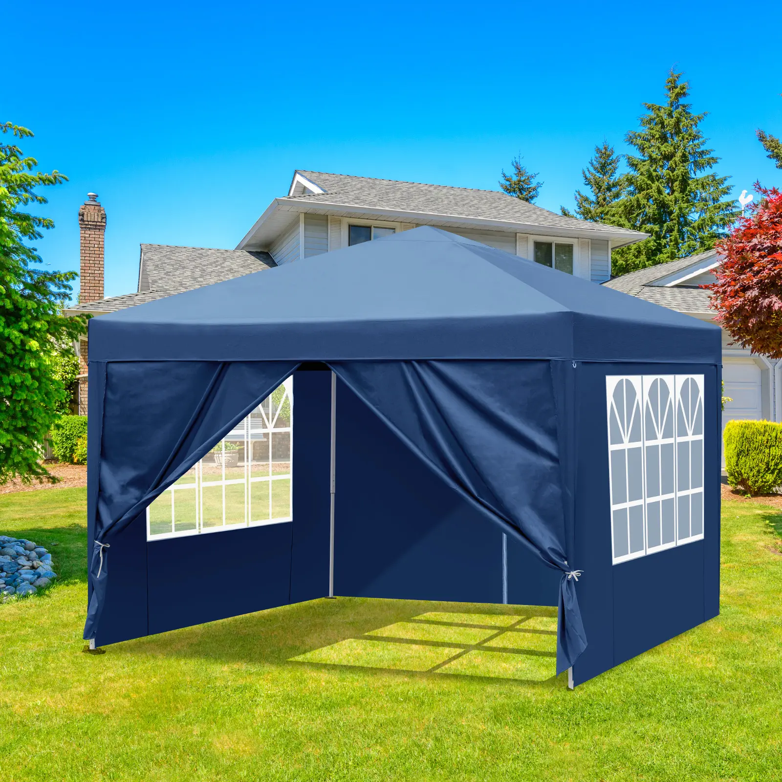 10x10ft Pop Up Canopy Tent with Sidewalls, Outdoor Canopy Tent, Beach Tent, Easy Set up Gazebo for Events, Parties, Camping Outdoor design, sun shelter, Waterproof Double-Roof Adjustable Shade