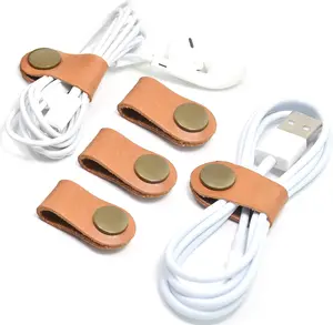 Cord Organizer,Cord Keeper,Cable Organizer USB Holder,Cable Straps,Earbud case,wrap Headphone,Headset Winder,Earphone Clips Ties,stocking stuffers for men Gifts Leather