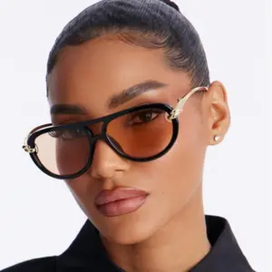 Fashion Knot Pilot Sunglasses Luxury Brand Women's Double Beam Personalized Sunglasses Outdoor Street Casual Simple Sunglasses