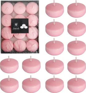 24-Pack Floating Candles – Hand-Rolled Round Candles for Parties, Valentine's Decor & Special Occasion