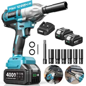 【Fathersdaygift】SEESII Cordless Impact Wrench 1/2-inch, High Torque 1200N.m,4.0Ah Battery, 3300RPM, 6 Sockets, Electric Impact Driver, Gift for Home, Vehicles & Men, WH710 Pro fathersdaygift