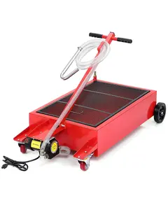 Heavy-Duty Steel Oil Drain Pan with 20 Gal Capacity, 110V Electric Pump, 8 Ft Hose, Folding T-Handle, Caster Wheels for Trucks, RVs, Folding Handle