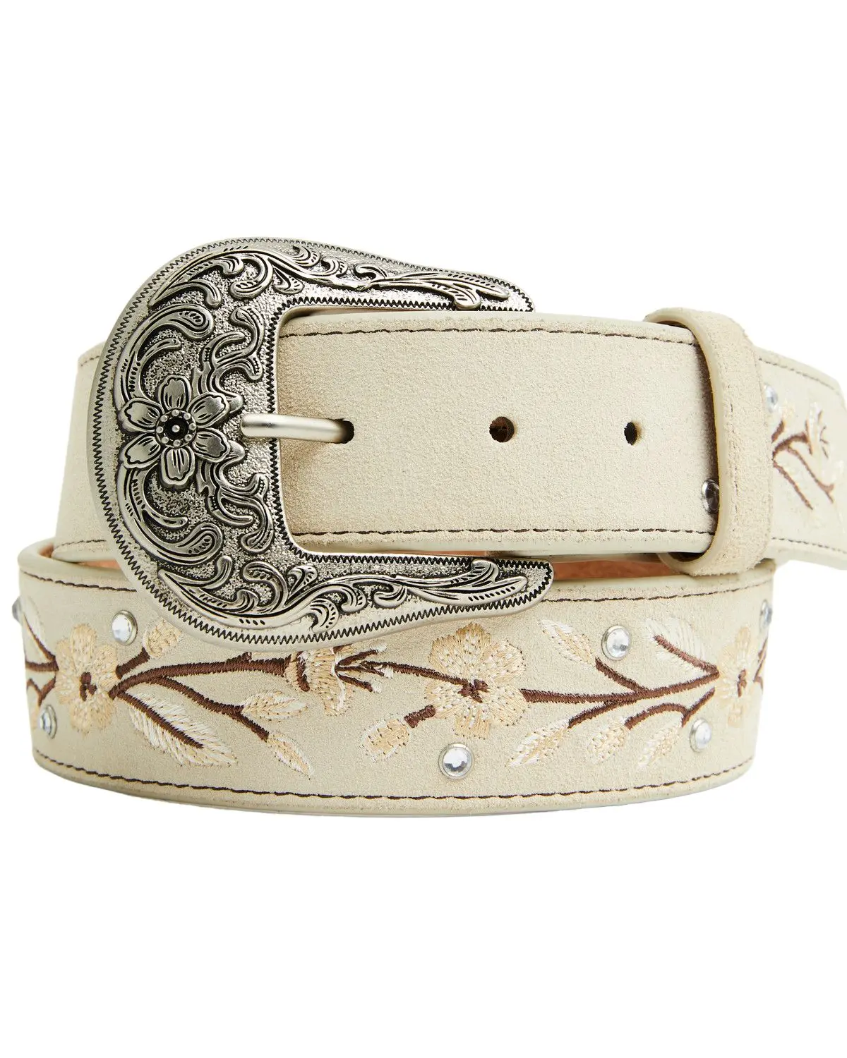 Shyanne Women's Women'S Corrine Floral Embroidered Leather Belt - Sasu26bt7-Crm