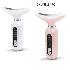 Light Wave Vibration Beauty Neck Device, Facial And Neck Skin Beauty Instrument, Massage Instrument, Skin Care Face Massage,3 in 1 Facial Massager, Face Sculpting Tool with Thermals, Vibration