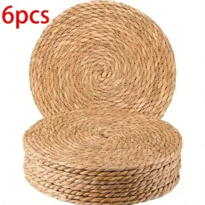 Handmade Natural Round Placemats Set of 6, Durable Heat Resistant, Boho Dining Style, Ideal for Restaurants, Parties, Weddings, Home Decor