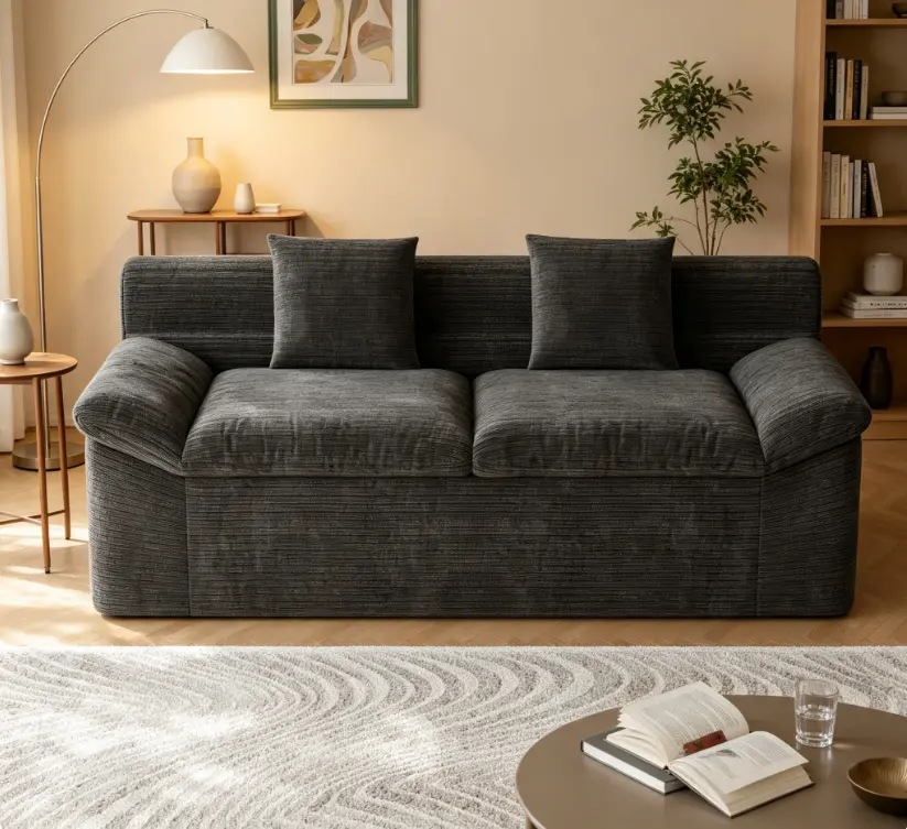 Classic Chenille Deep Seat 2-Seat Loveseat Sofa - 1PCS No-Assembly Ready-to-Use Couch for Living Room, Bedroom
