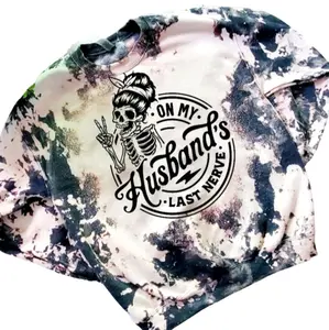 On My Husband's Last Nerve Acid Washed Sublimation Bleached Sweatshirt Pullover Soft