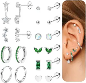 14K  Flat  Earrings  Stud Earrings for Women Surgical Steel Earring Studs Screw  Cartilage Earrings Sets for Multiple Piercing Hoop Earrings for  Ears 20G