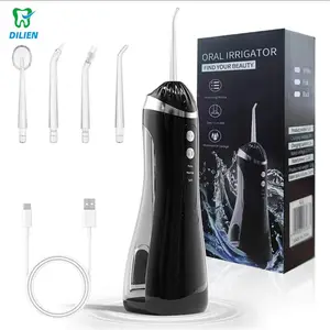 DILIEN Rechargeable Water Flosser Set Portable Oral Irrigator with 4 Jet Tips Waterproof Teeth Cleaner 3 Modes for Home & Travel Gift Daily Cleanser Nozzle Durable
