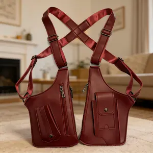 Adjustable underarm shoulder bag, multi-functional retro vest bag, unisex adjustable PU leather crossbody waist bag, classic and elegant concealed belt, a must-have for travel.