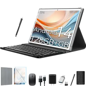 Android 14 Tablet 8GB RAM 128GB ROM, 10.1in 5G Wifi Tablet with Keyboard Case, 8 Core, 1TB Expand, 13MP+5MP, GPS 2025 Newest tablet