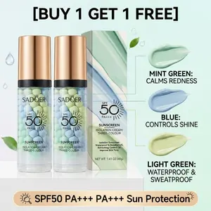 【BUY 1 GET 1 FREE】3-in-1 Color Correcting Primer with SPF50 PA+++ | Tone Correcting, Sun Protection, Hydrating Makeup Base, Compact Size