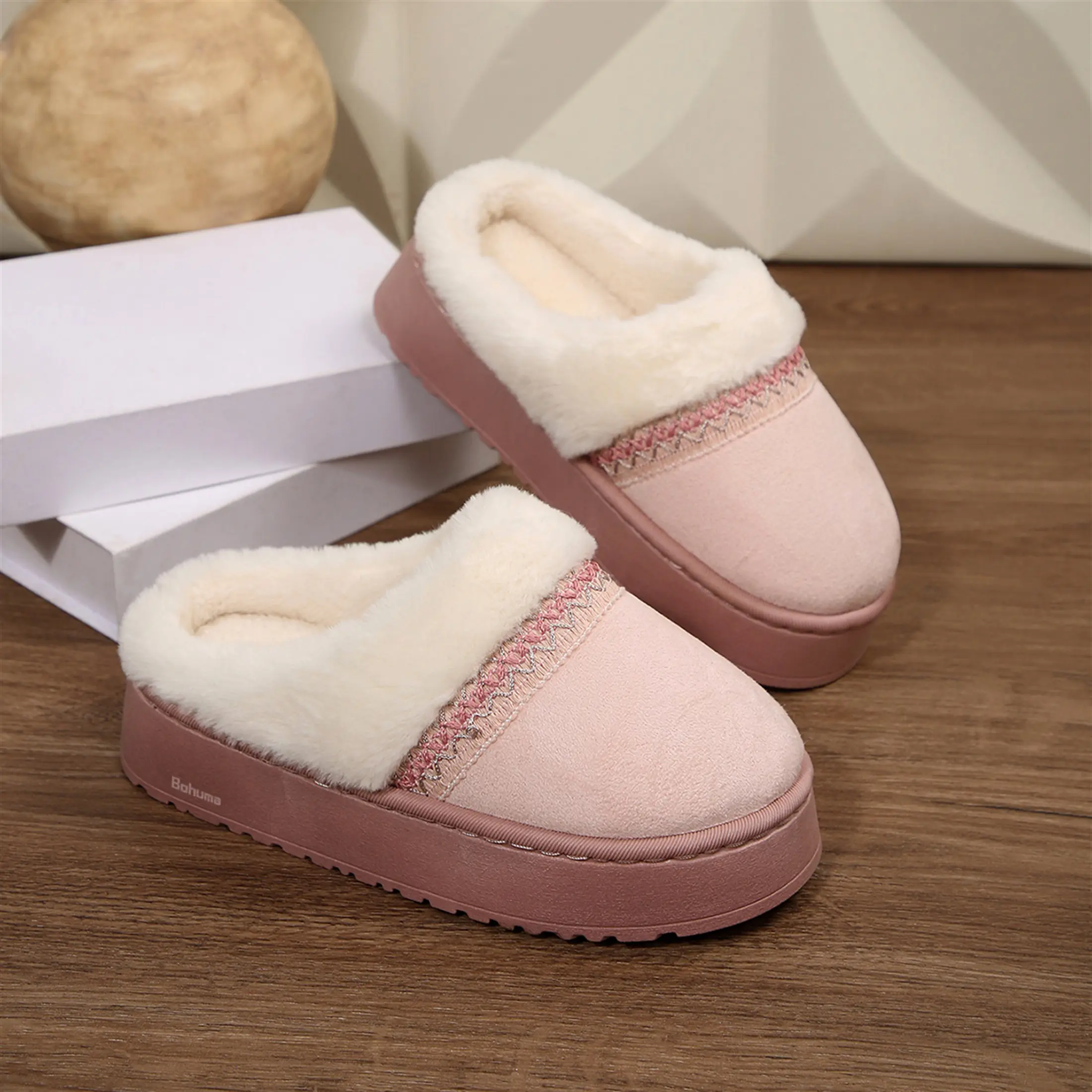 Slippers for Women Men Bedroom Shoes Cozy Warm Slip on Indoor and Outdoor Shoes Winter Warm Mini Snow Boots Super Soft Cloud Fleece Slippers Christmas Gifts