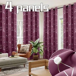 4-piece set of hot stamping process circle texture thickened blackout curtains, top perforated loop hanging, noise reduction and high blackout, easy to clean, beautify the room, decorate windows, suitable for living rooms, bedrooms, birthday parties