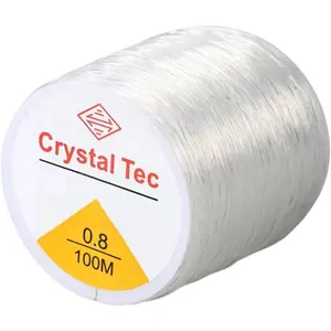 0.8mm Elastic String Cord,Sturdy  Stretch String for Beading,Bracelets  Making,Necklaces,Fishing Rope and Crafts(328FT/Transparent White/M)