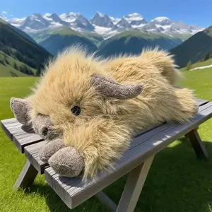 Large Size Long Hair Cow Scottish Highland Yak Snow Bull Plush Toy, Cute Cow Design, Soft Stuffed Animal Realistic, Perfect Gift for Kids and Collectors