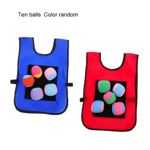 Decompress 12pcs Sticky Ball Game Set with 2 Red & Blue Team Vests & 10 Balls - Non-Toxic Safe Sticky Balls for Outdoor/ Family Party,, Group Games - Color-Coded Team Play & (Ages 4+)