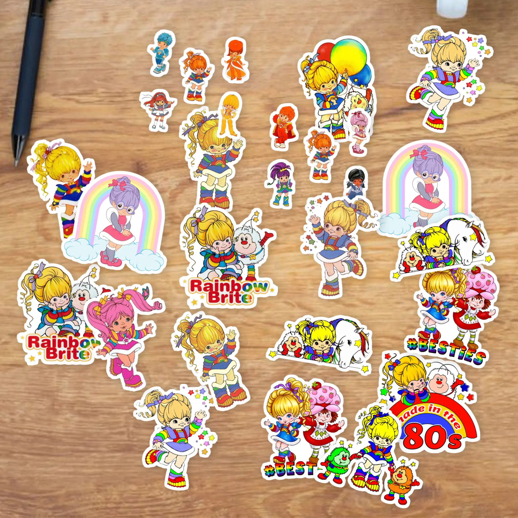 Stickers Pack 20 Pcs Rainbow Bumper Brite Aesthetic Colorful Water Waterproof Bike Guitar Laptop Vinyl Car Skateboard Bottle Luggage