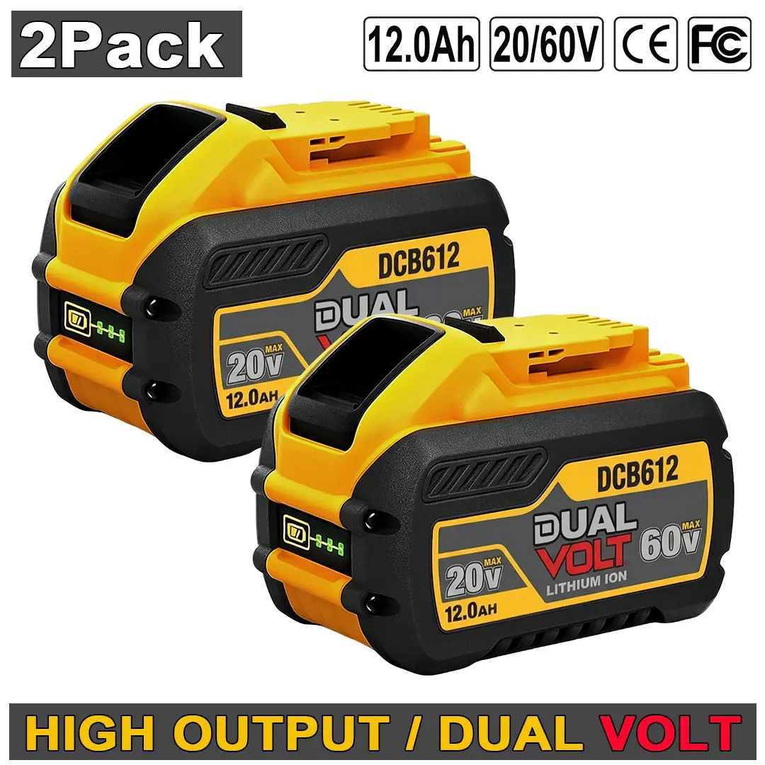 2-Pack 12.0Ah Replace for Dewalt 20V 60V Max Battery Compatible with DeWalt Flex-Volt DCB606609 612 201 200 206 207 Apply to Dewalt Cordless Power Tools Heavy Duty Portable