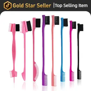 8 Piece double sides Edge Control Brush Set with Teasing and Rat Tail Comb for Women All Hair Types Back Brushing Styling Tools for Precise Sleek Looks