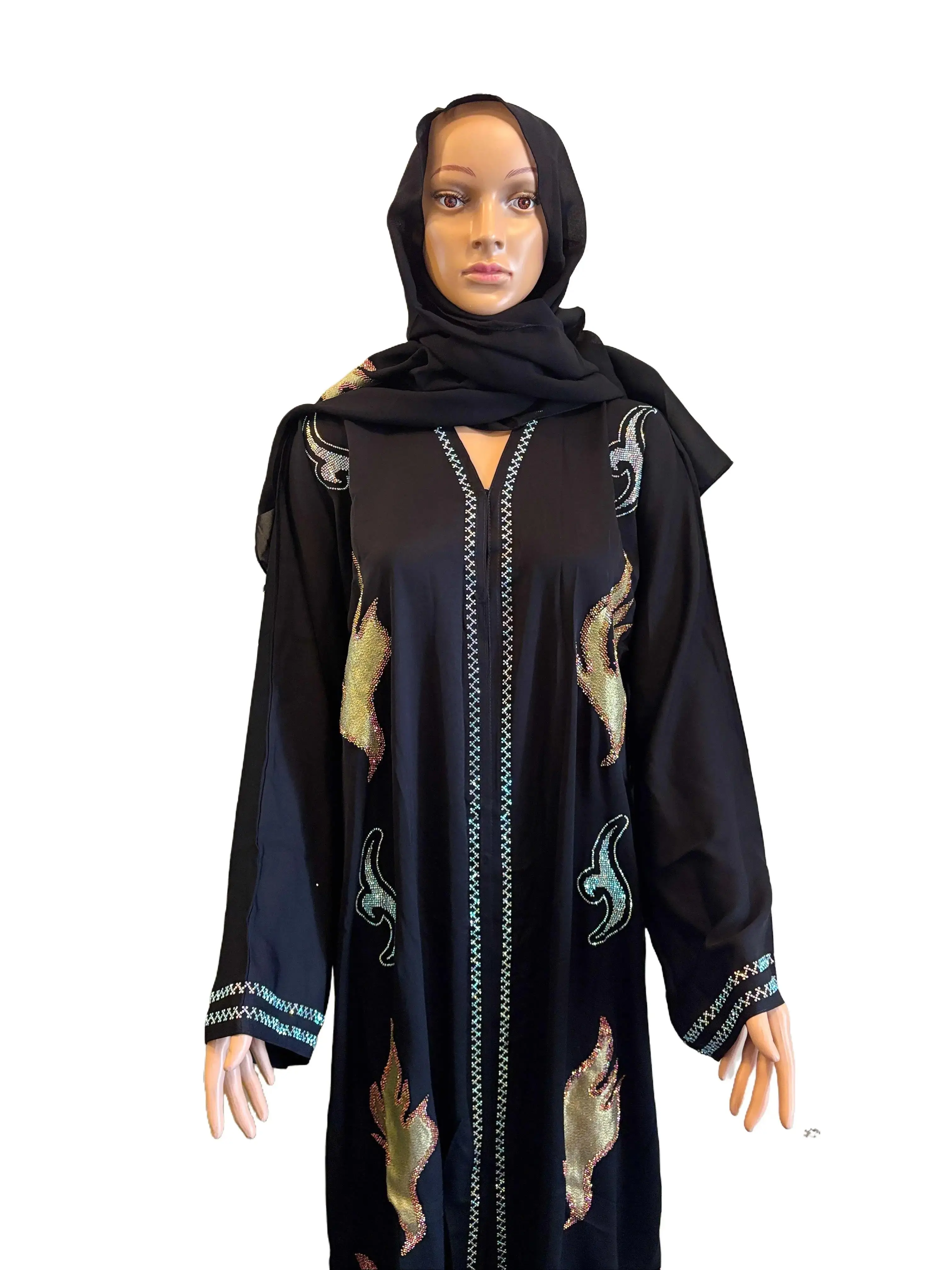 Luxury Black Abaya with Crystal Embellishments Unique Design Elements & Machine Washable Elegance for Special Occasions Glamour Modern Twist Tradition