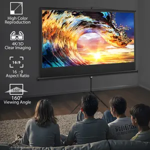 Segawe 84-in HD 16:9 Adjustable Screen Projector Screen with Foldable Tripod Mount, Metal Shell, Oxford Fabric, Wide View, Portable Folded Stand & Black Carry Bag for Movie, Office Presentations