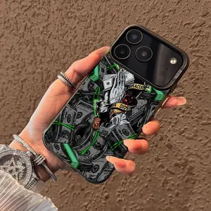 Cool blue banknote pattern Phone Case, IMD Material Black, Suitable for iPhone 17 Pro Max 17Air, 16,11, 12, 13 Pro Max, 14 Pro Max, and 15, Design Black Friday LB Protectors