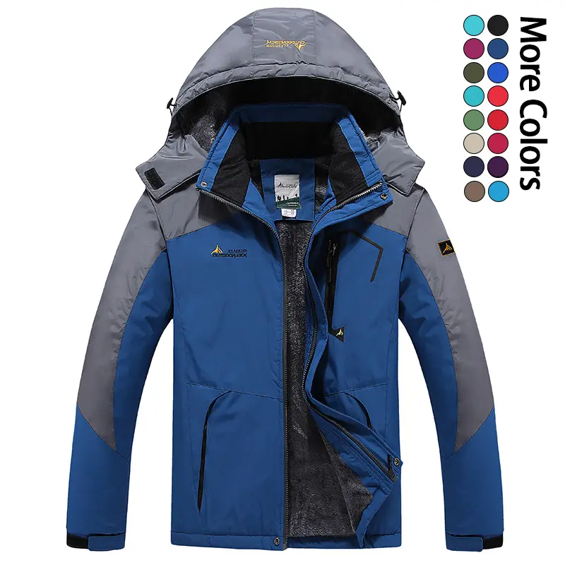 Men’s winter jacket with windproof lining and hood, warm outdoor hiking/mountaineering jacket with multiple pockets, suitable for everyday wear