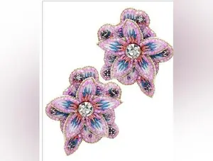 Seed Bead Flower Earrings