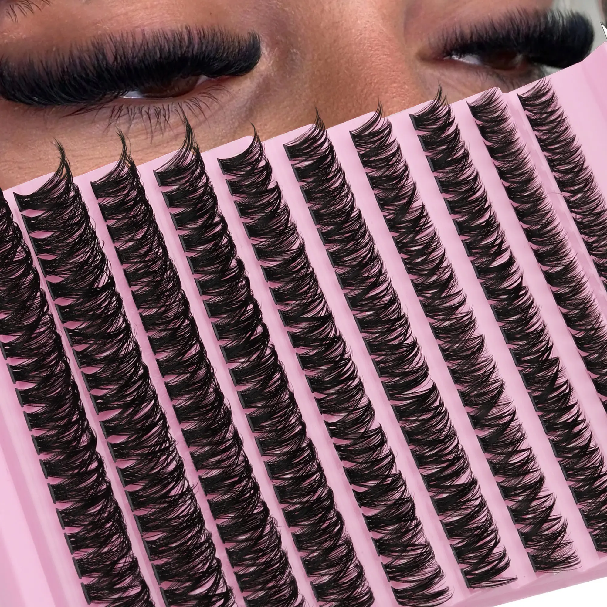 DIY Eyelash Extension Kit, Cosmetic False Lashes, Reusable Natural Look Fluffy Lashes, Perfect for Beginners, Home Use & Outdoors, Ideal for Weddings, Dates, Parties