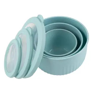 Teal 3-Piece Nesting Mixing Bowls with Lids Set - Tableware for Versatile Use