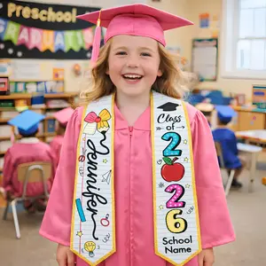 Personalized Kid Graduation Stole, Custom Crayon Kindergarten Grad Stole, Class Of 2026 Sash, Custom Graduation Gift for Daughter So